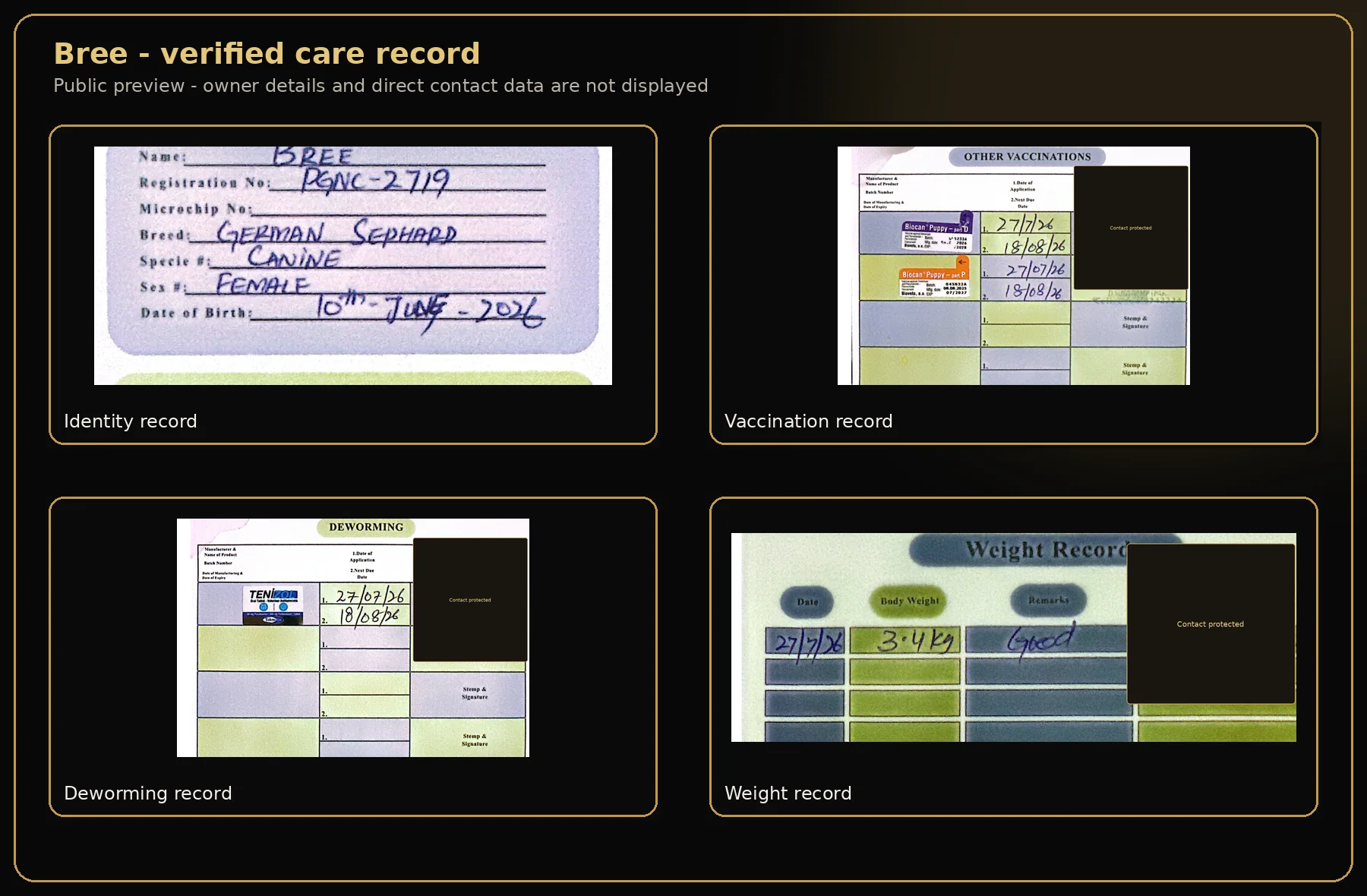 Care summary for Bree